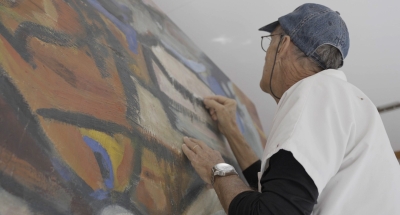 Unveiling of the restored artwork by Jean-Pierre Derrien at the airport